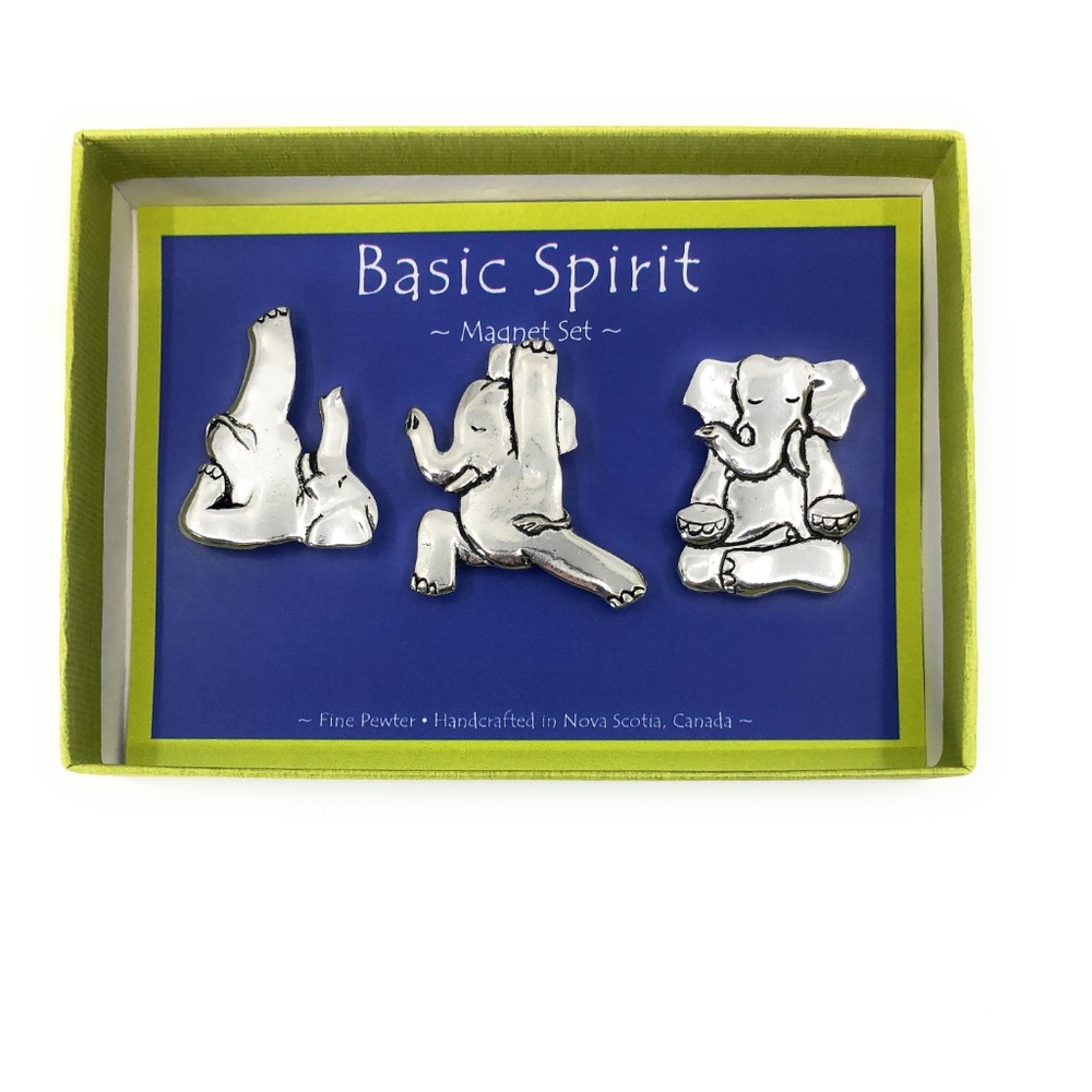Handmade Yoga Elephant Magnets Poses Pewter Figurines Namaste Artisan Gift New